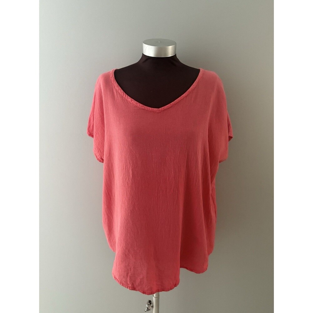 Cottonways Top Size 3 (2X/3X) Pink Lagenlook Gauze Cotton Lightweight Coastal